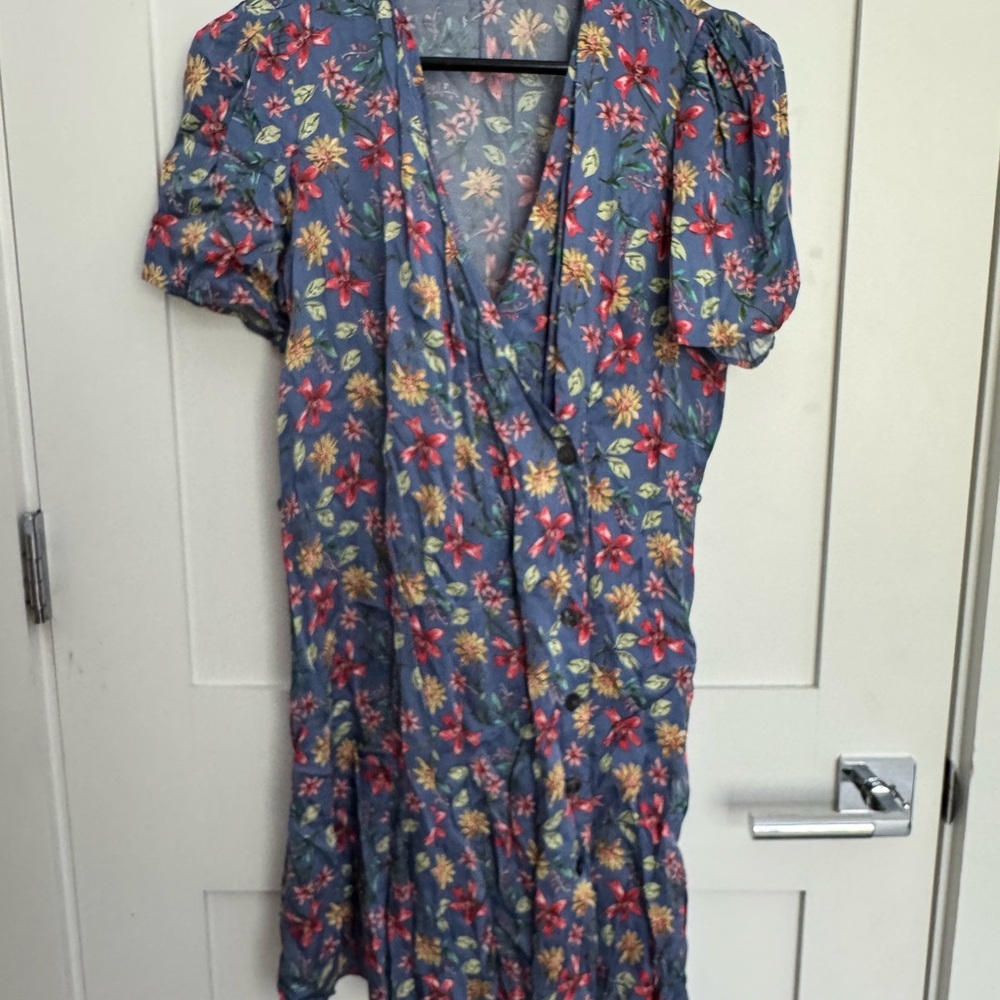 Zara Floral Print Blouse in Blue